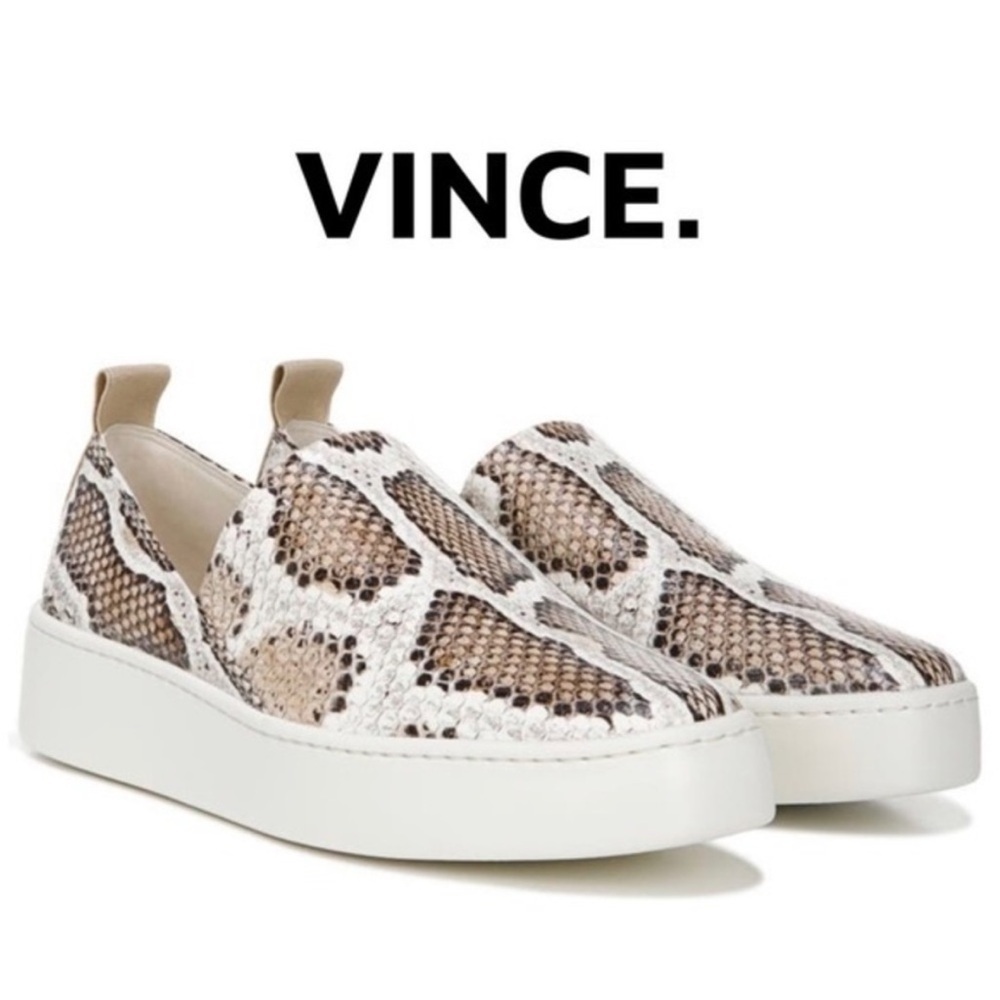 VINCE Saxon 2 Snake Embossed Platform Slip-On Sneakers